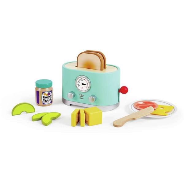 Hape Tostadora De Salto Con Accesorios De Desayuno – Juguete De Cocina Con Luces Y Sonidos, Incluye Pan, Miel, Mantequilla Y Cuchillo, Para Niños +3 Años