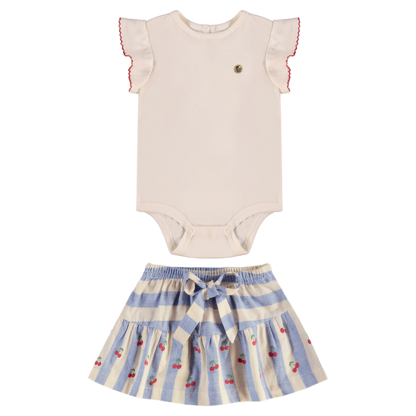 Up Baby | Conjunto de Body de algodón y Falda para Niña Bebé
