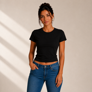Olea | Crop Top de Manga Corta Estilo Minimalista para Dama