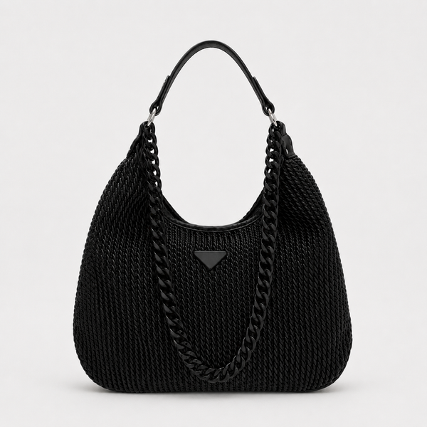 Olea | Cartera Hobo Tejida Negra