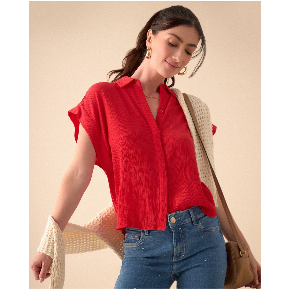 ESPRIT | Camisa de Tela con Textura para Mujer