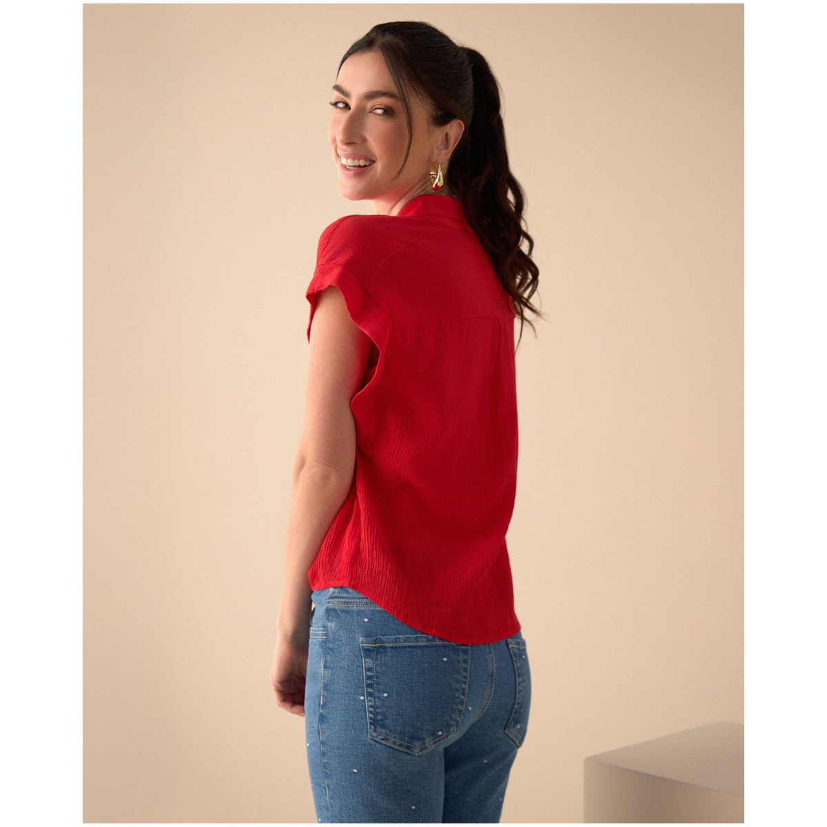 ESPRIT | Camisa de Tela con Textura para Mujer