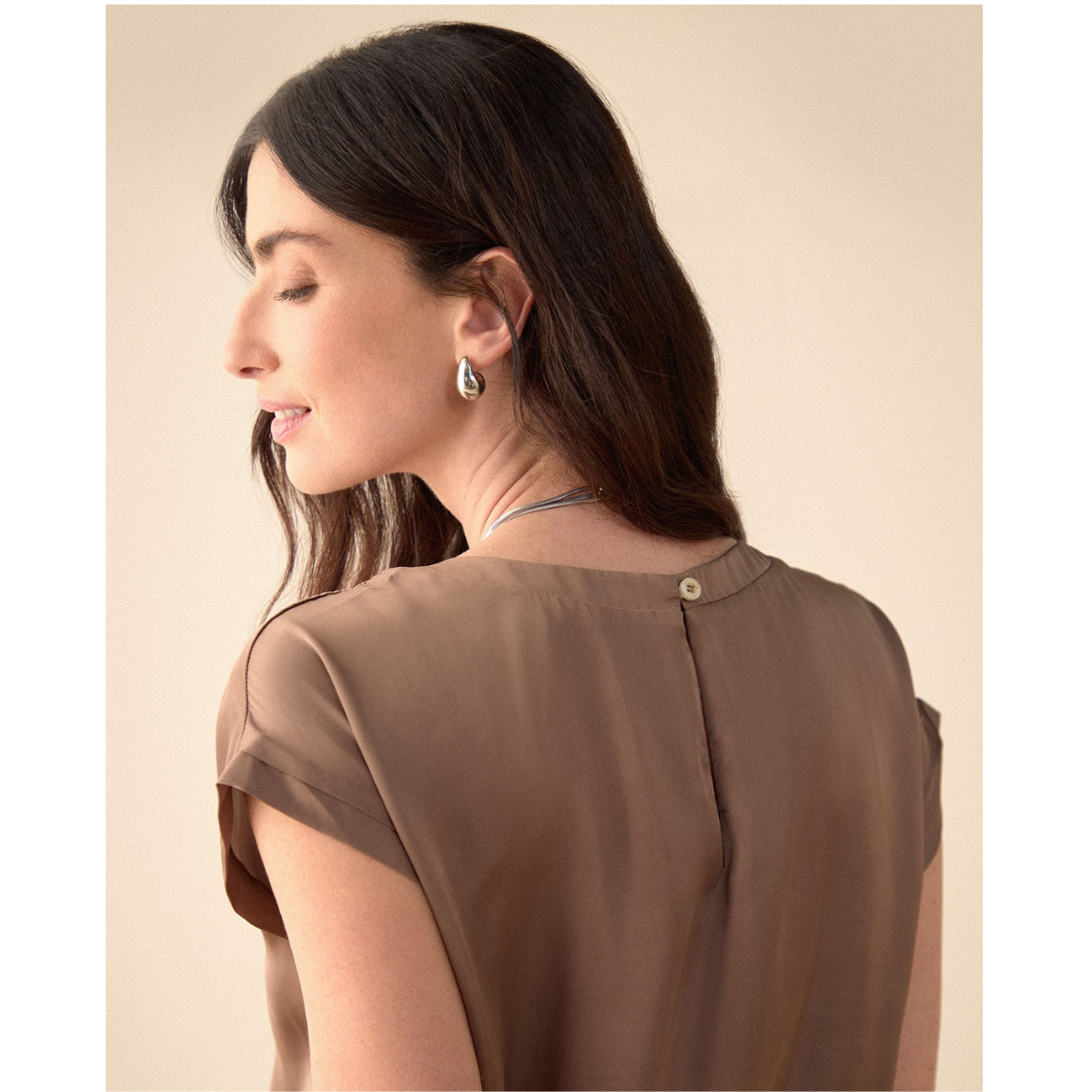 ESPRIT | Camisa en Tela Brillante Tipo Satín para Mujer