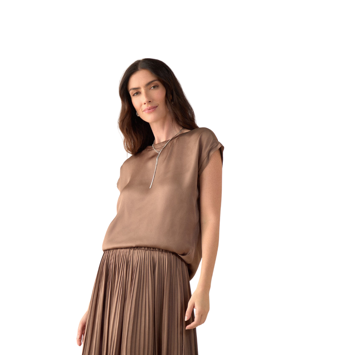 ESPRIT | Camisa en Tela Brillante Tipo Satín para Mujer