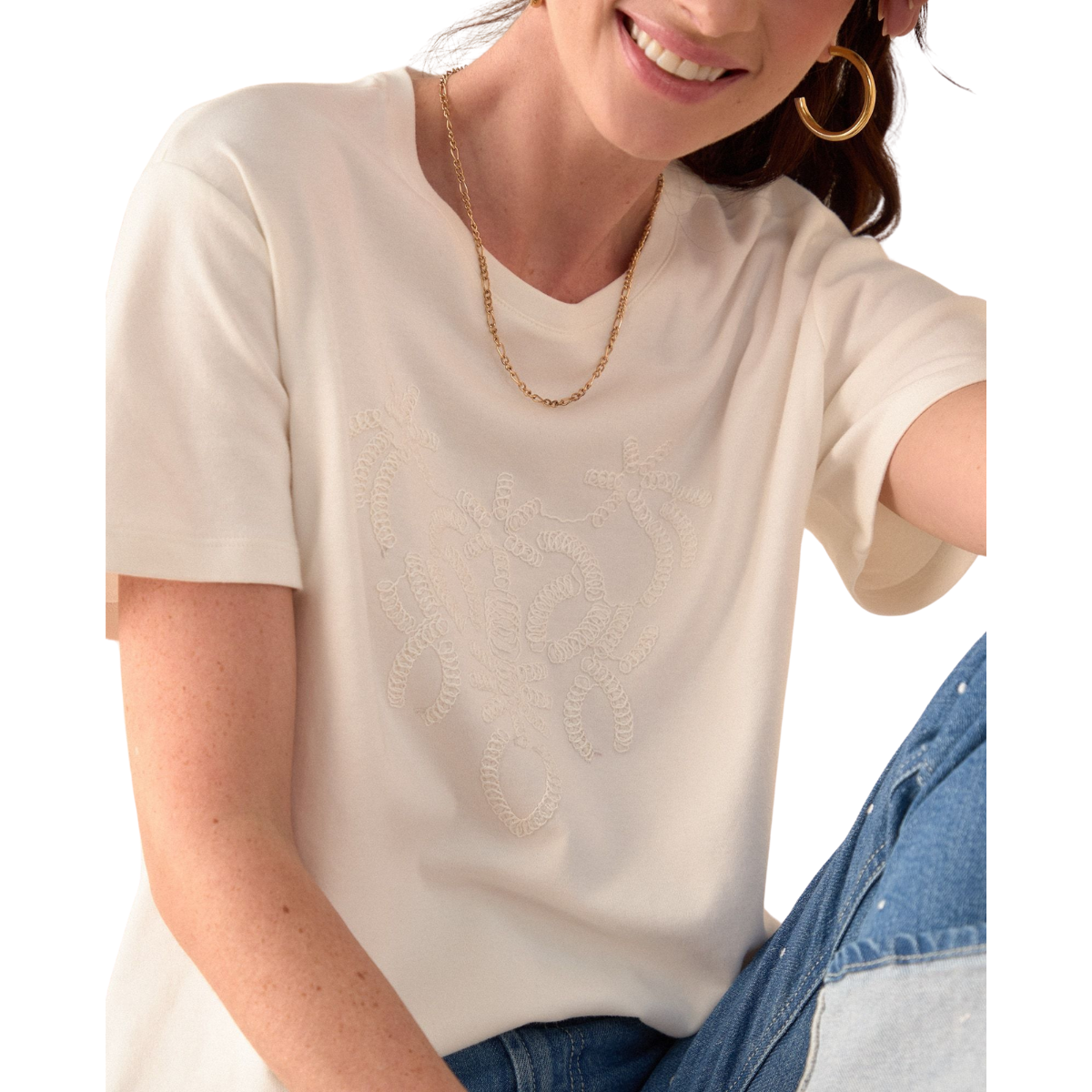 ESPRIT | Camiseta con Bordado a Tono para Mujer