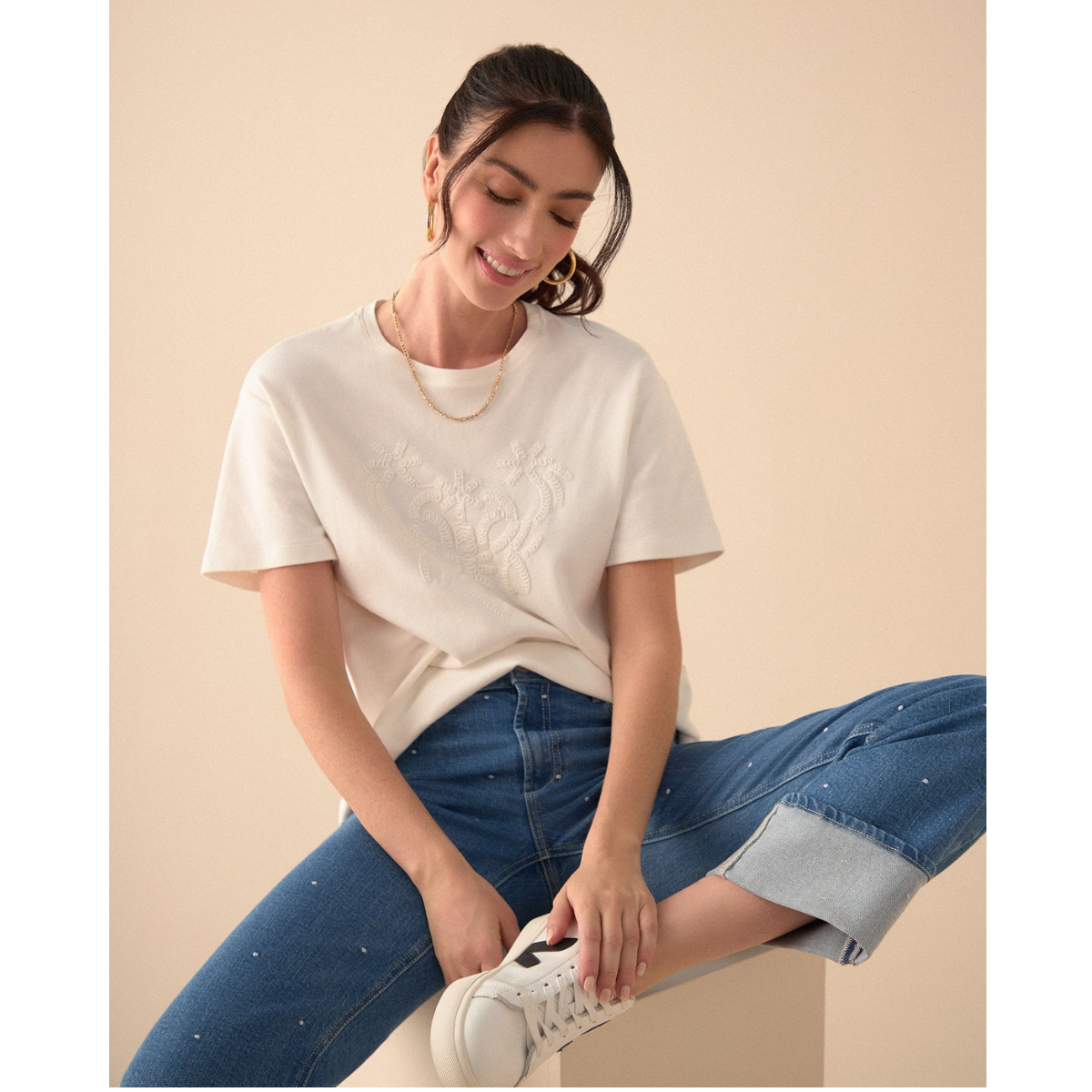 ESPRIT | Camiseta con Bordado a Tono para Mujer