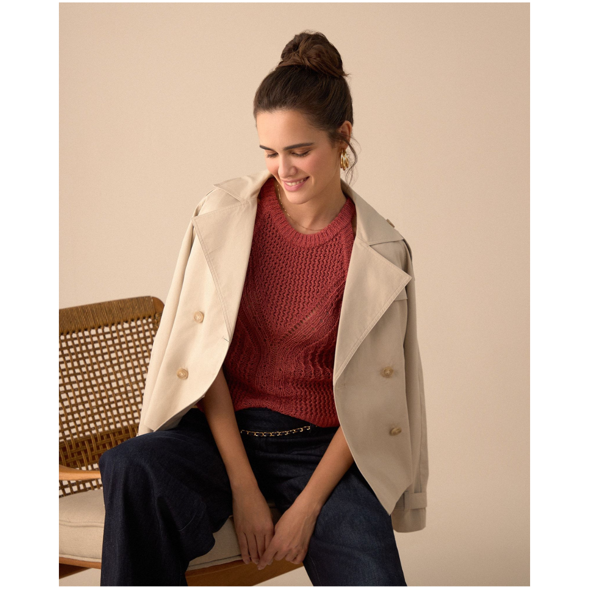 ESPRIT | Camisa Tejida Manga Sisa para Mujer