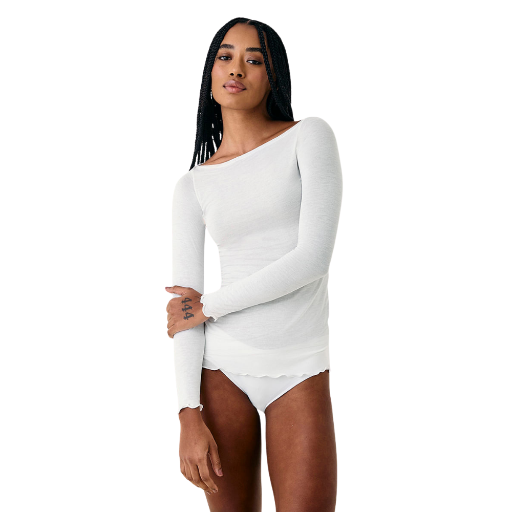 Hope | Blusa de Manga Larga con Escote Barco Segunda Piel en Viscosa Ultraligera