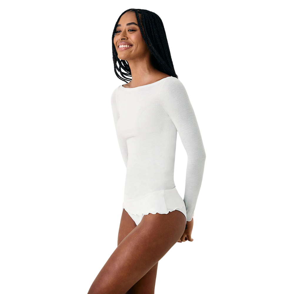Hope | Blusa de Manga Larga con Escote Barco Segunda Piel en Viscosa Ultraligera