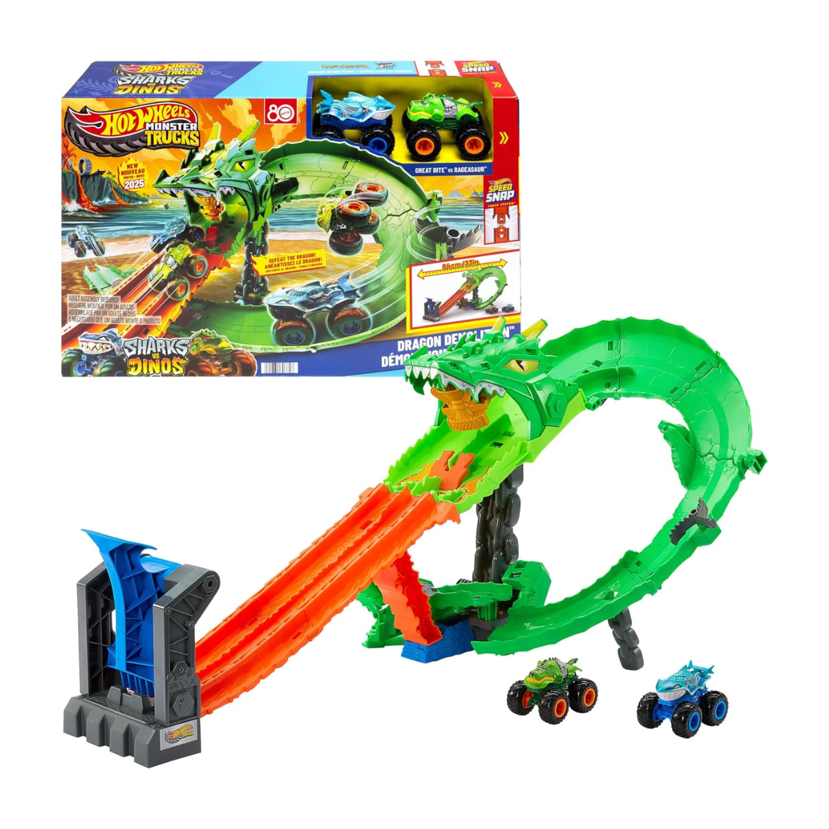 Hot Wheels | Monster Trucks Tiburones vs. Dinosaurios Destrucción del Dragón