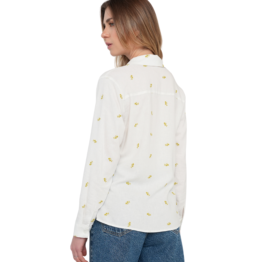 Naf Naf | Camisa Manga Larga Con Flores Bordadas