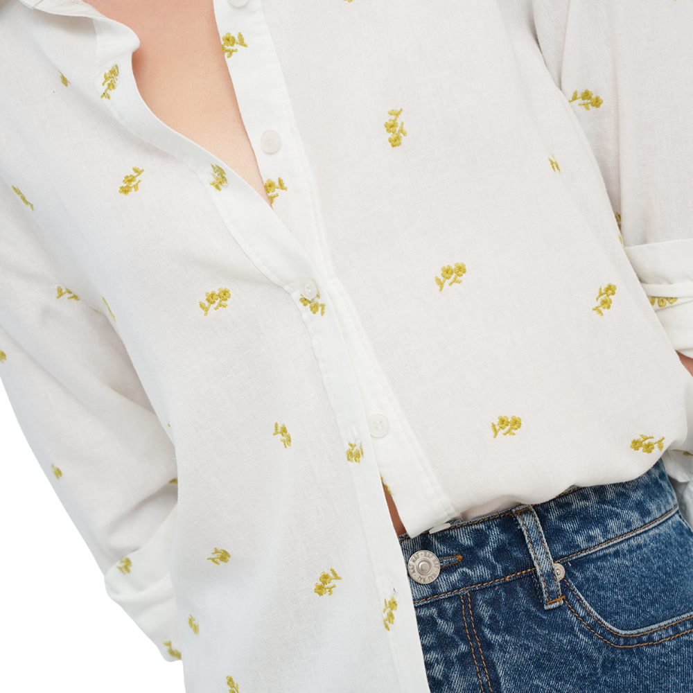 Naf Naf | Camisa Manga Larga Con Flores Bordadas