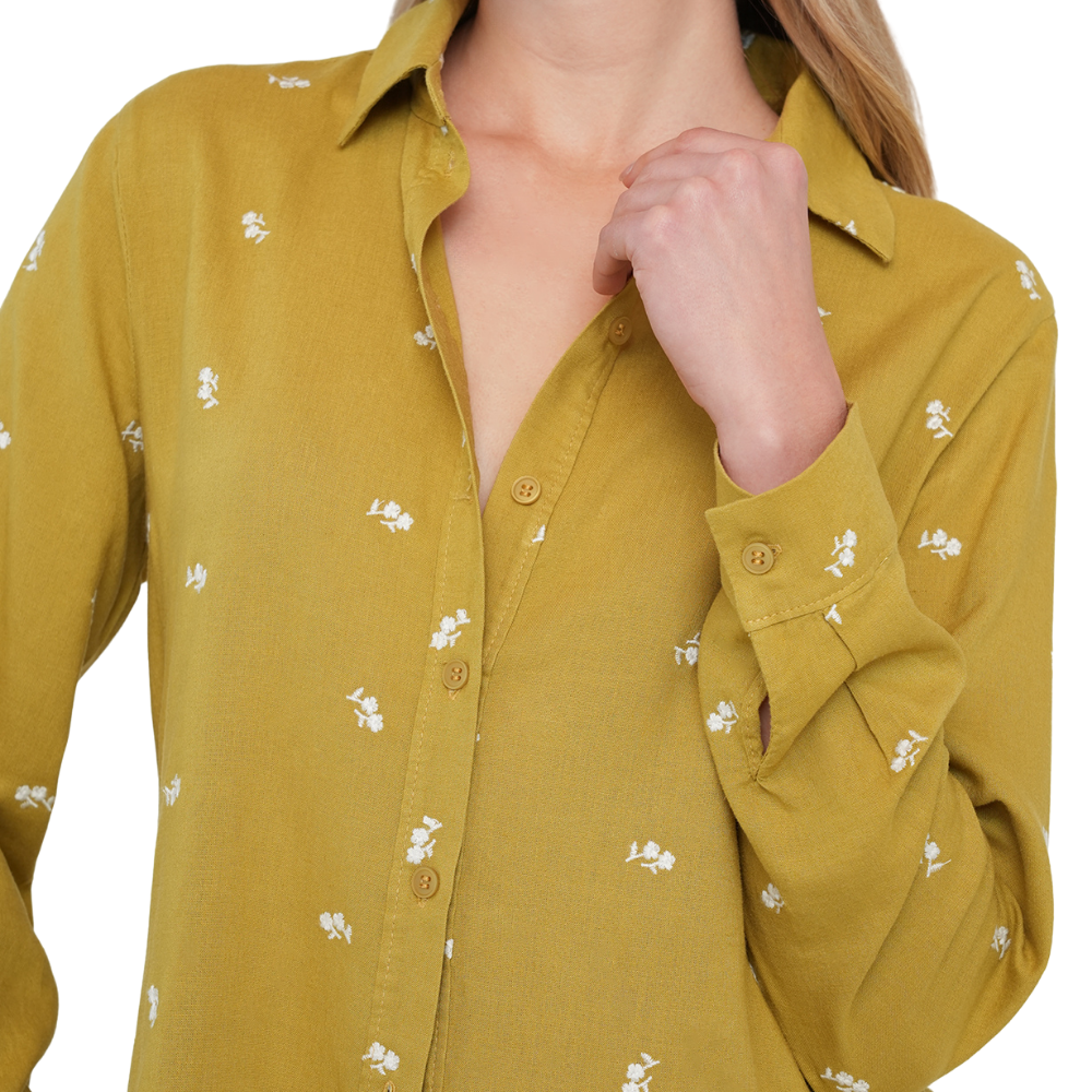 Naf Naf | Camisa Manga Larga Con Flores Bordadas
