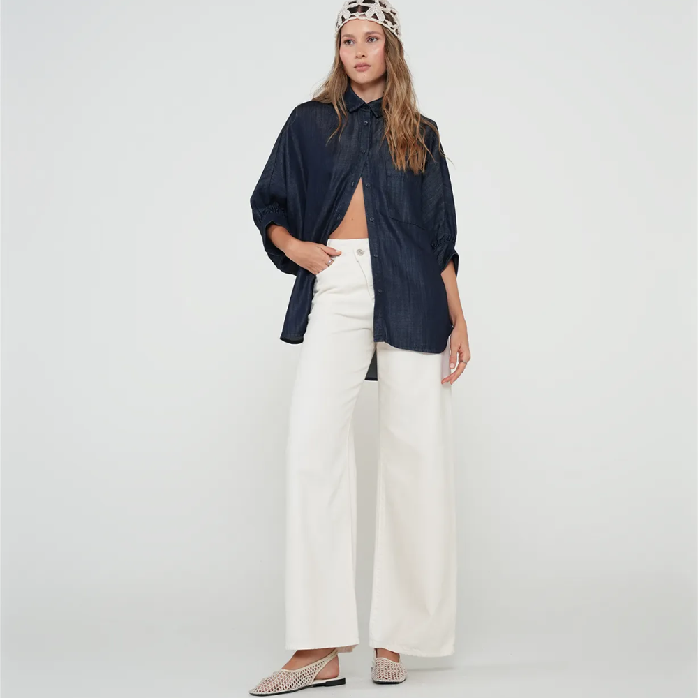 Naf Naf  |  Camisa oversiza tipo denim