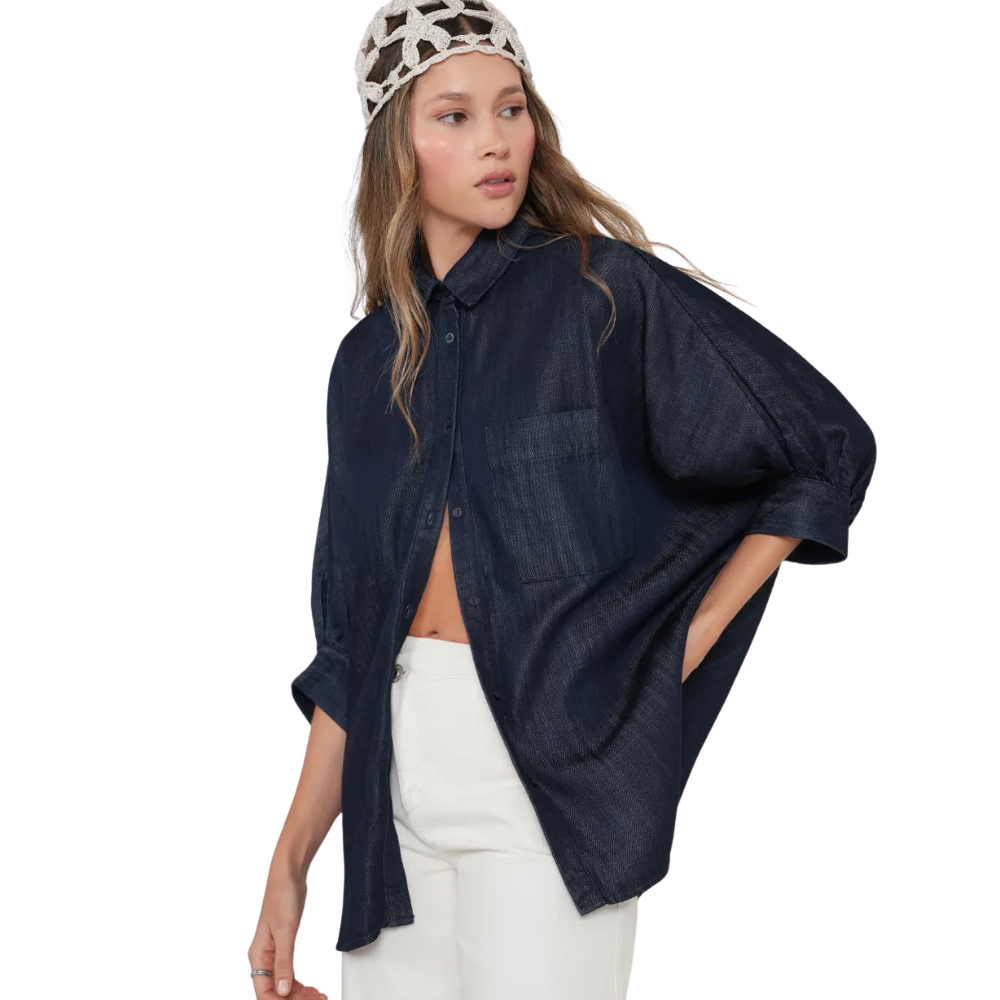 Naf Naf  |  Camisa oversiza tipo denim