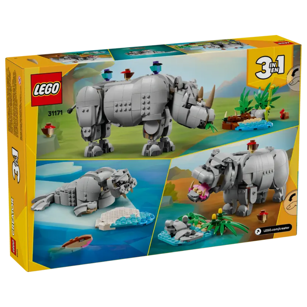 Lego | Fauna Salvaje: Poderoso Rinoceronte con Pájaros