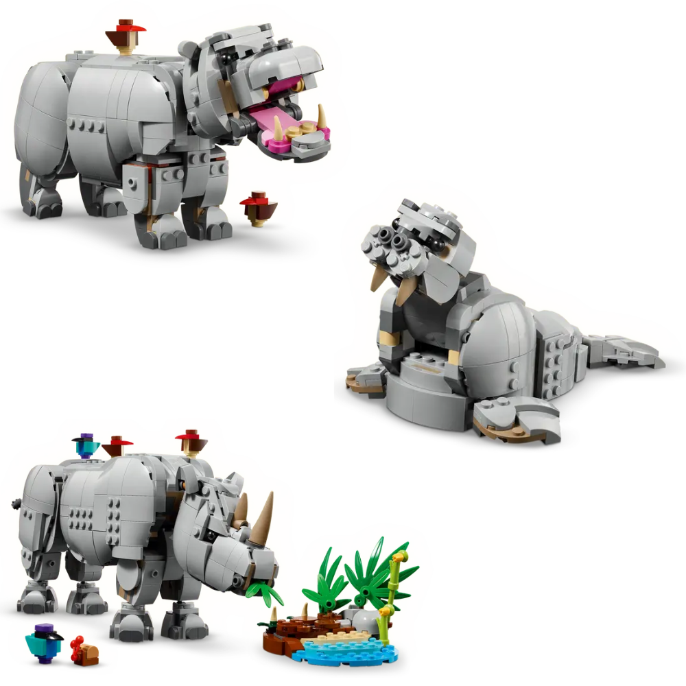 Lego | Fauna Salvaje: Poderoso Rinoceronte con Pájaros