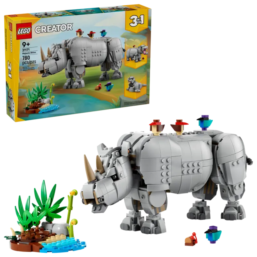 Lego | Fauna Salvaje: Poderoso Rinoceronte con Pájaros