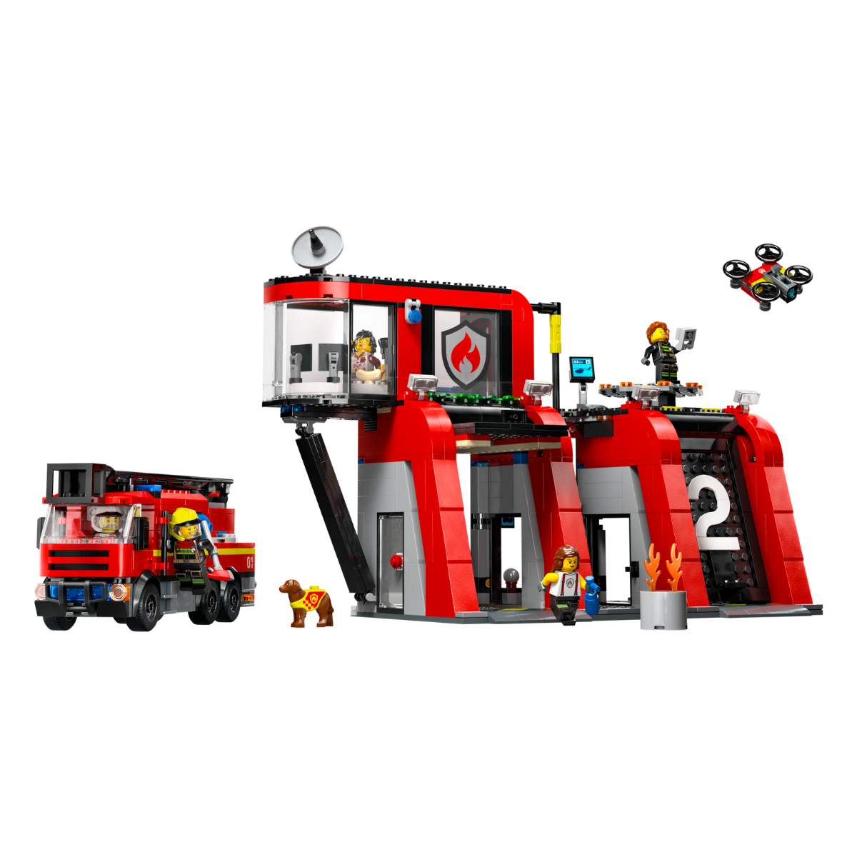 Estación de Bomberos con Camión de Bomberos