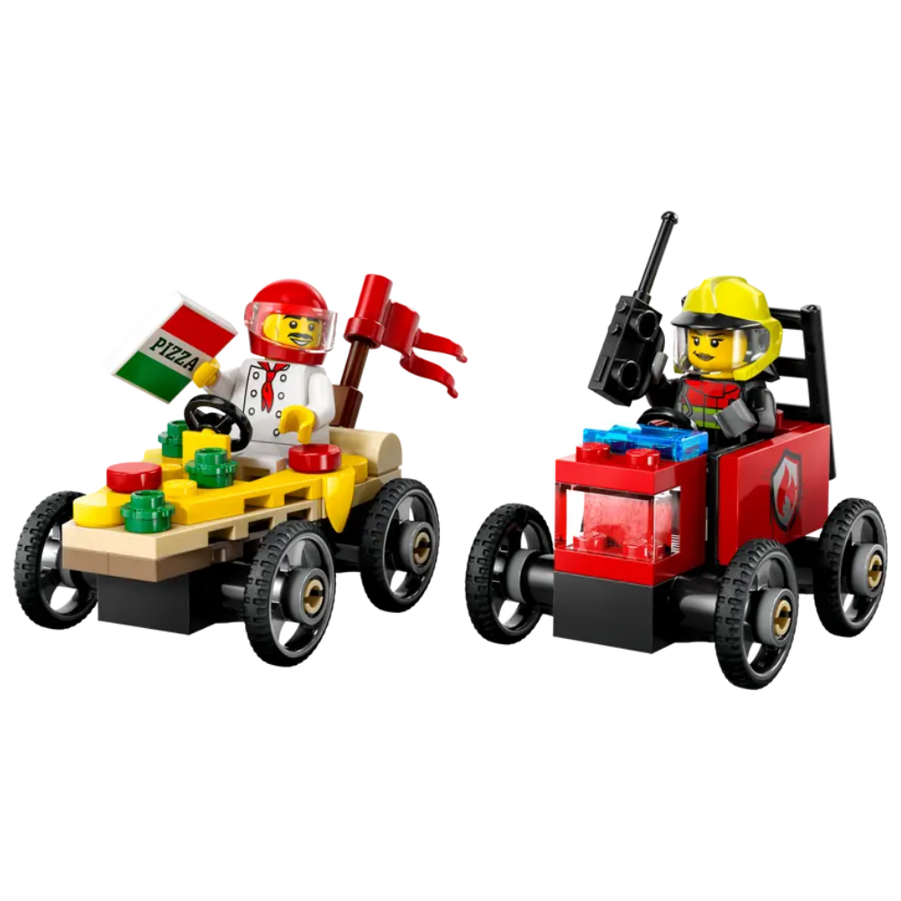 Lego | Pack de Coches de Carreras: Pizza vs. Camión de Bomberos