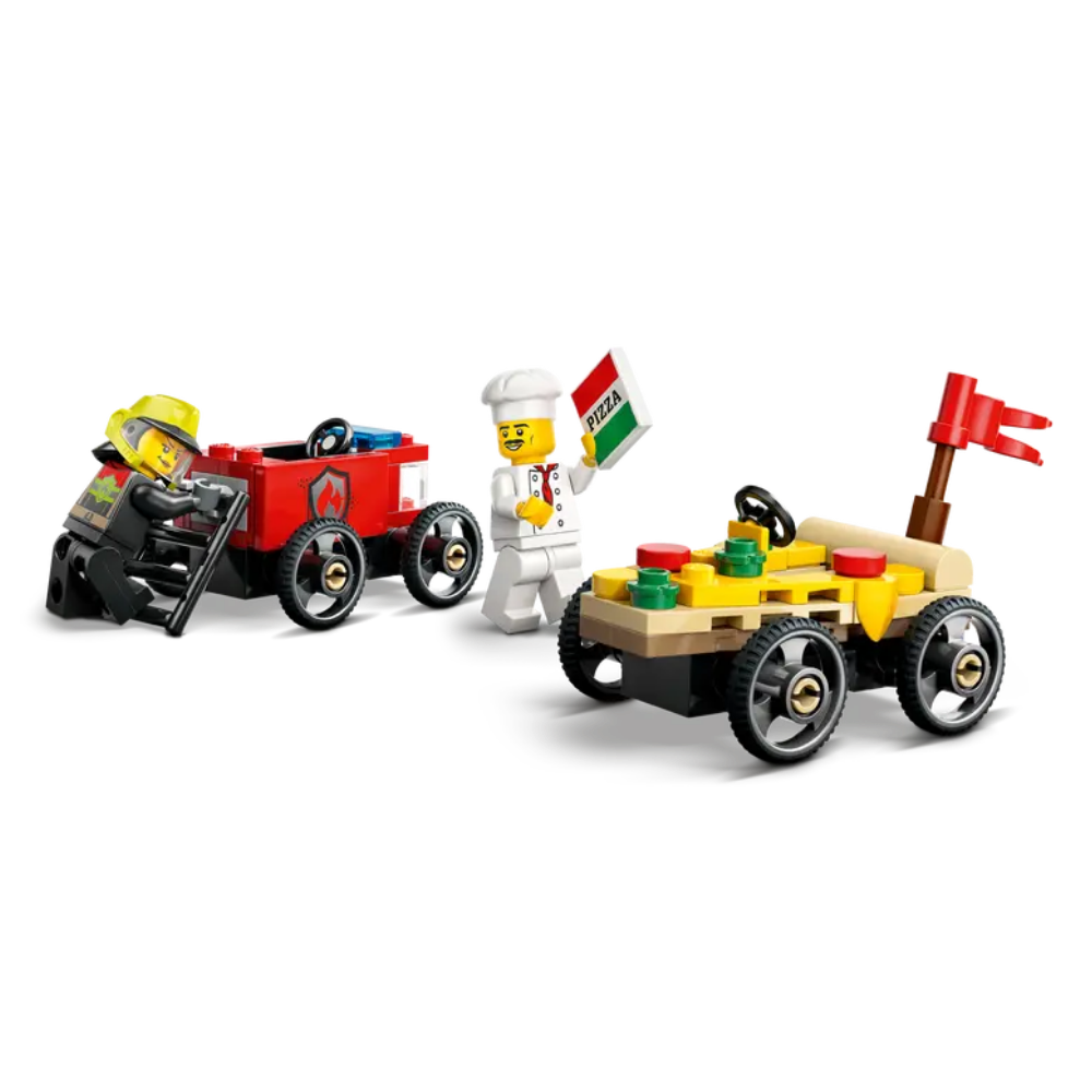 Lego | Pack de Coches de Carreras: Pizza vs. Camión de Bomberos