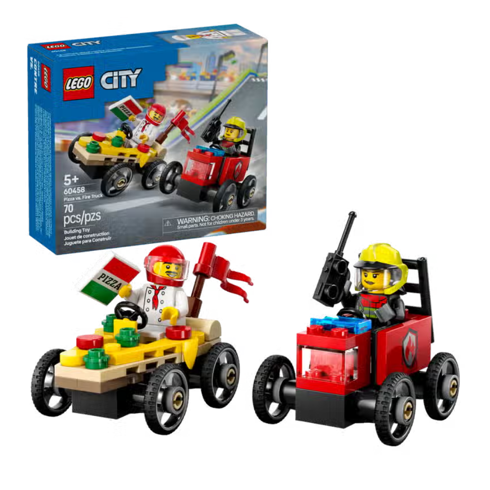 Lego | Pack de Coches de Carreras: Pizza vs. Camión de Bomberos