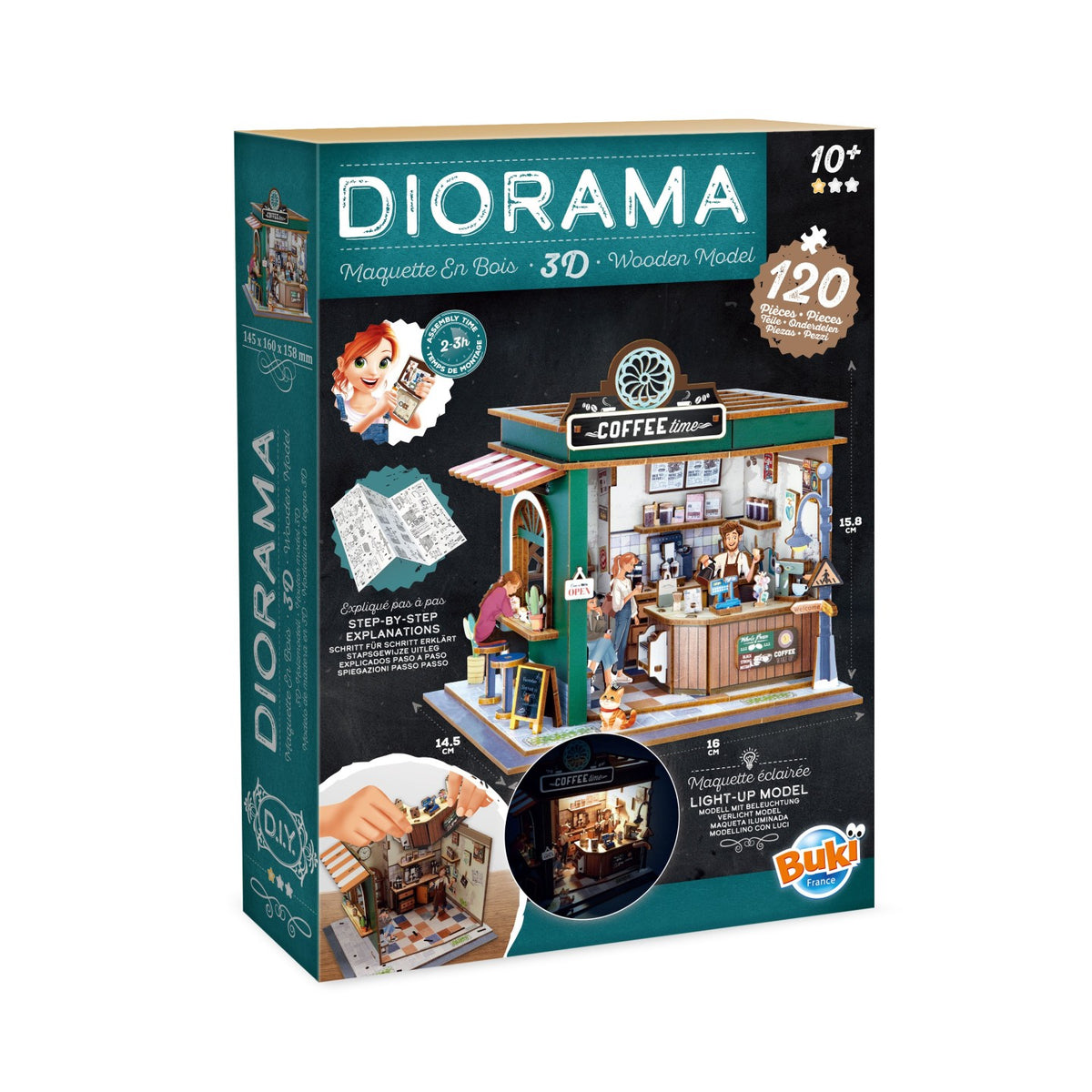 Buki | Diorama de cafetería en miniatura con luz LED
