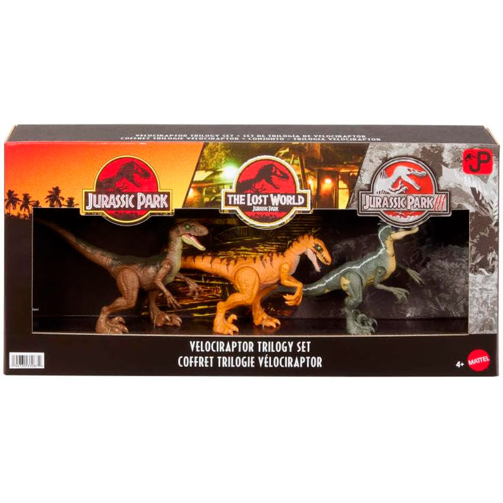 Jurassic World | Set de 3 velociraptores Trilogy con ataques