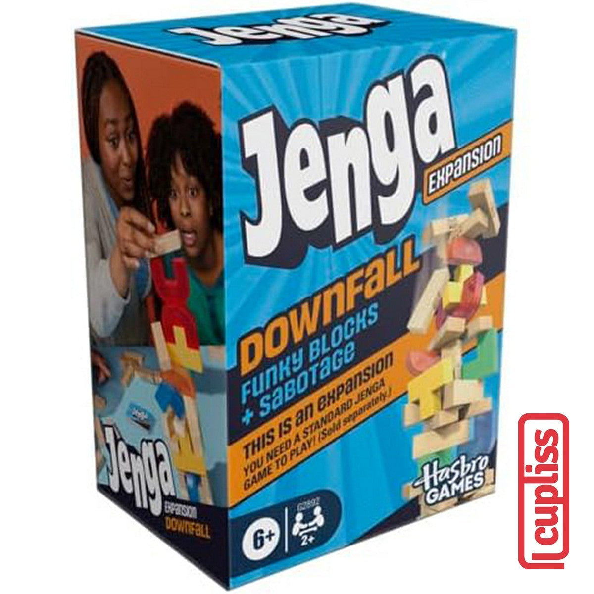 Hasbro Gaming | Expansión Jenga Downfall con bloques y cartas