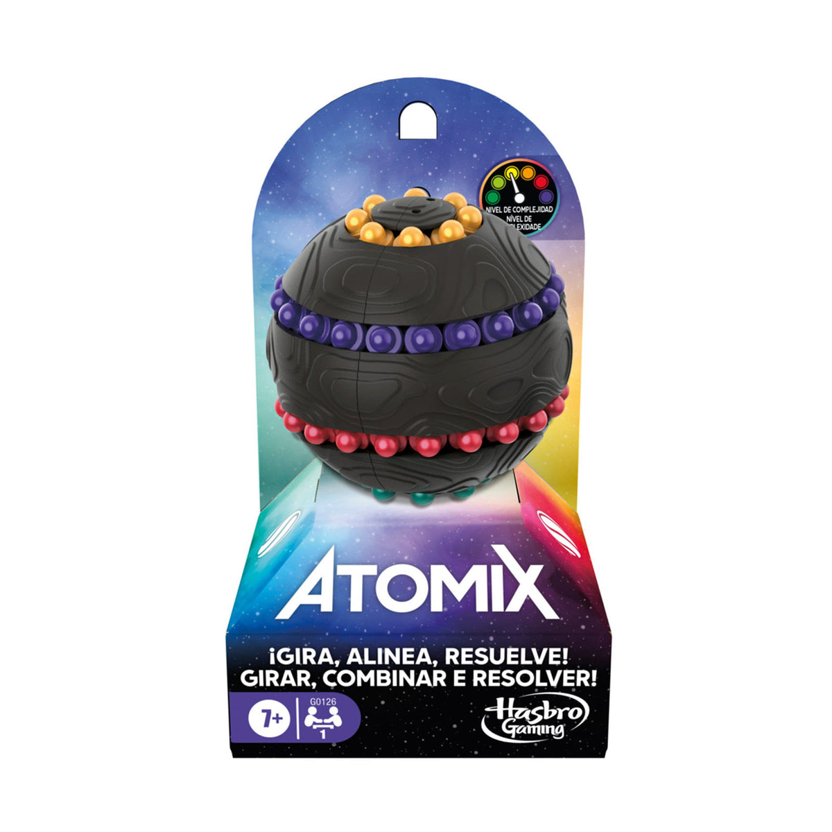 Hasbro Gaming | Rompecabezas esférico Atomix de cuentas de colores