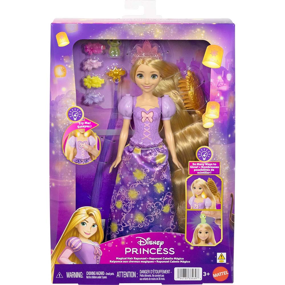 Disney Princess | Muñeca Rapunzel con cabello luminoso y accesorios