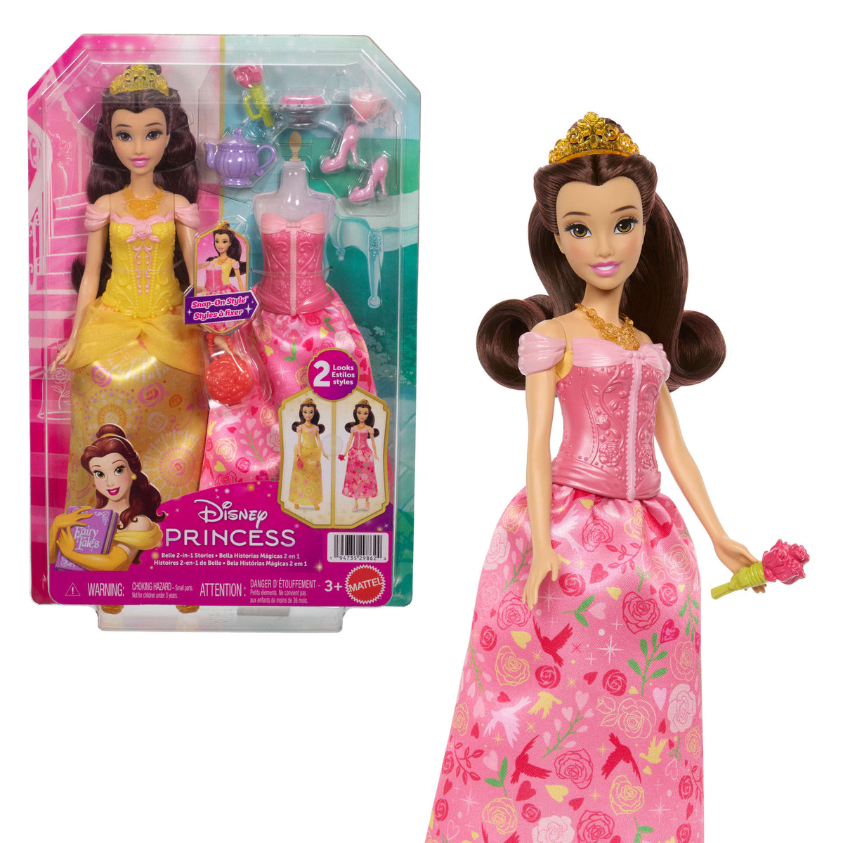 Disney Princess | Muñeca Bella con dos conjuntos y accesorios