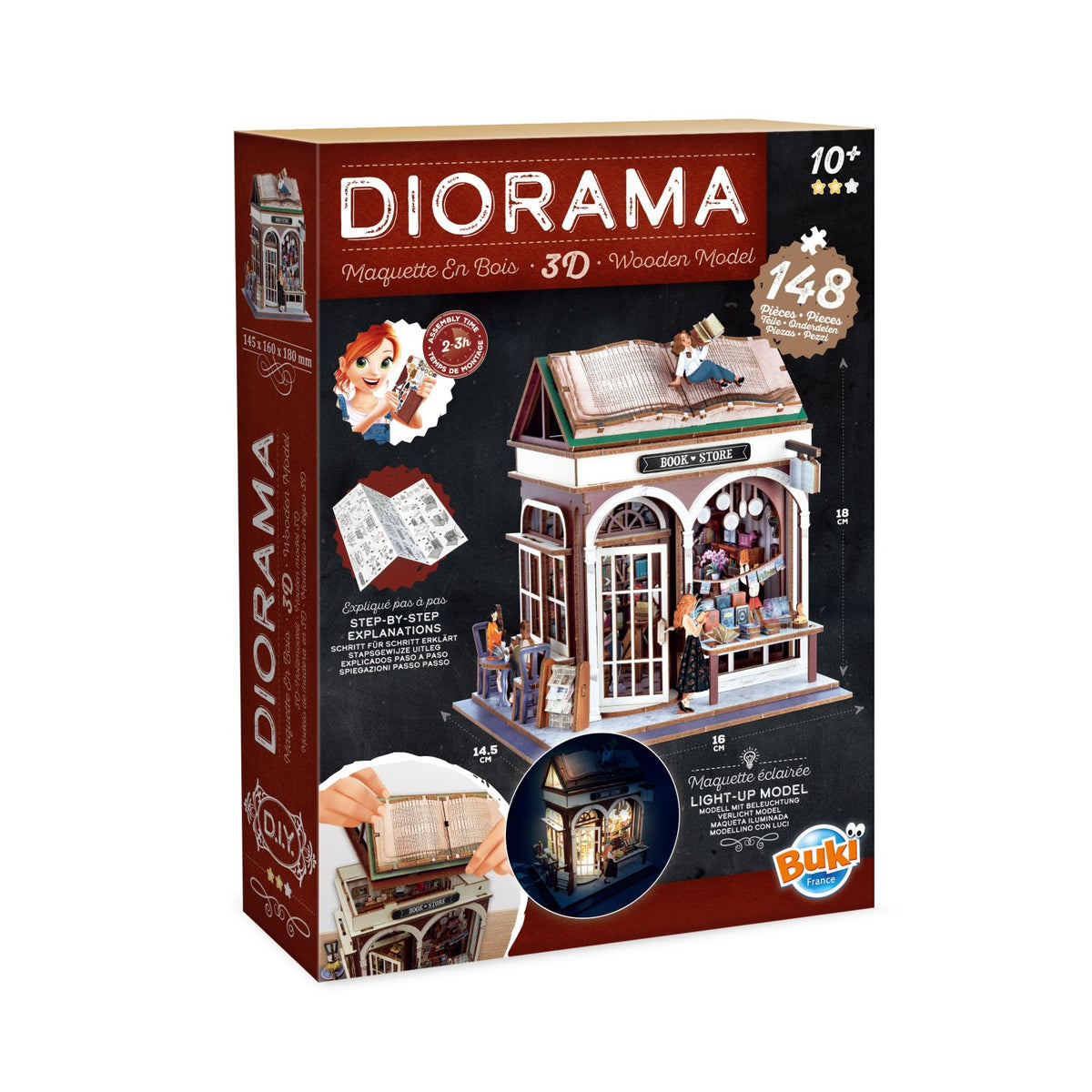 Buki | Diorama de librería en miniatura con luz LED