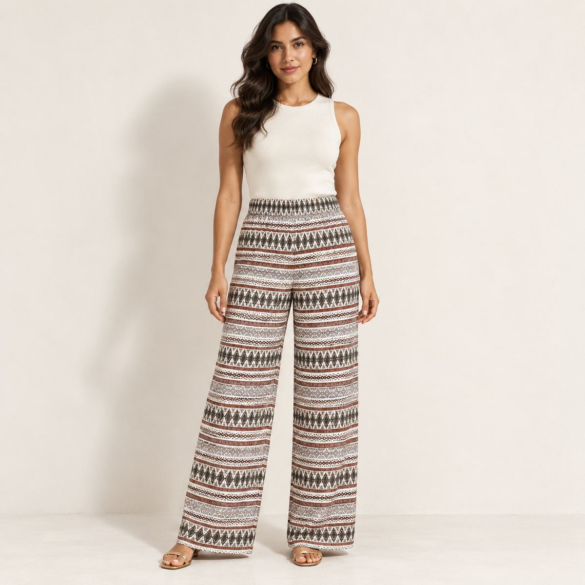 Olea Pantalón amplio estampado multicolor