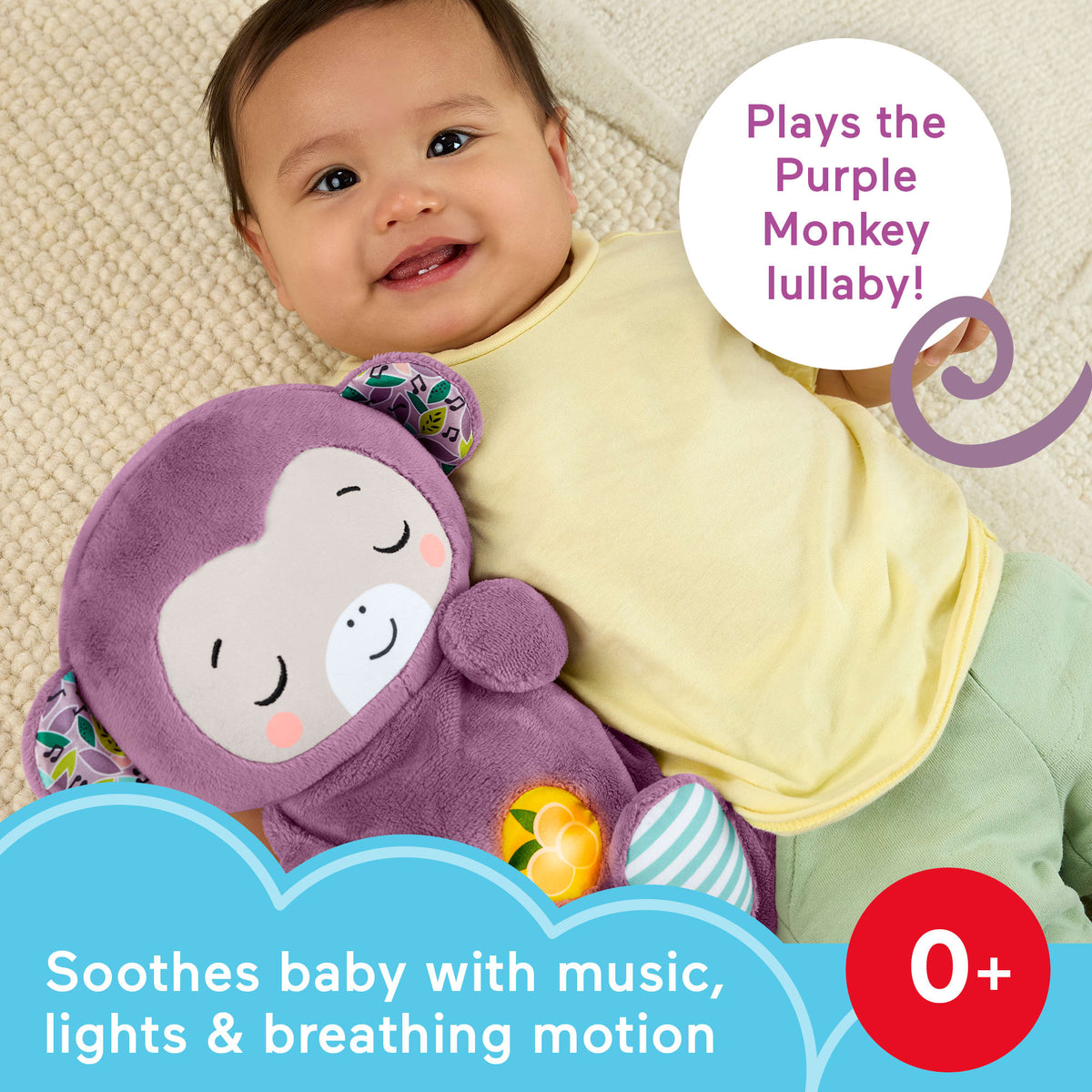 Fisher-Price | Peluche musical Mono Púrpura Hora de Dormir