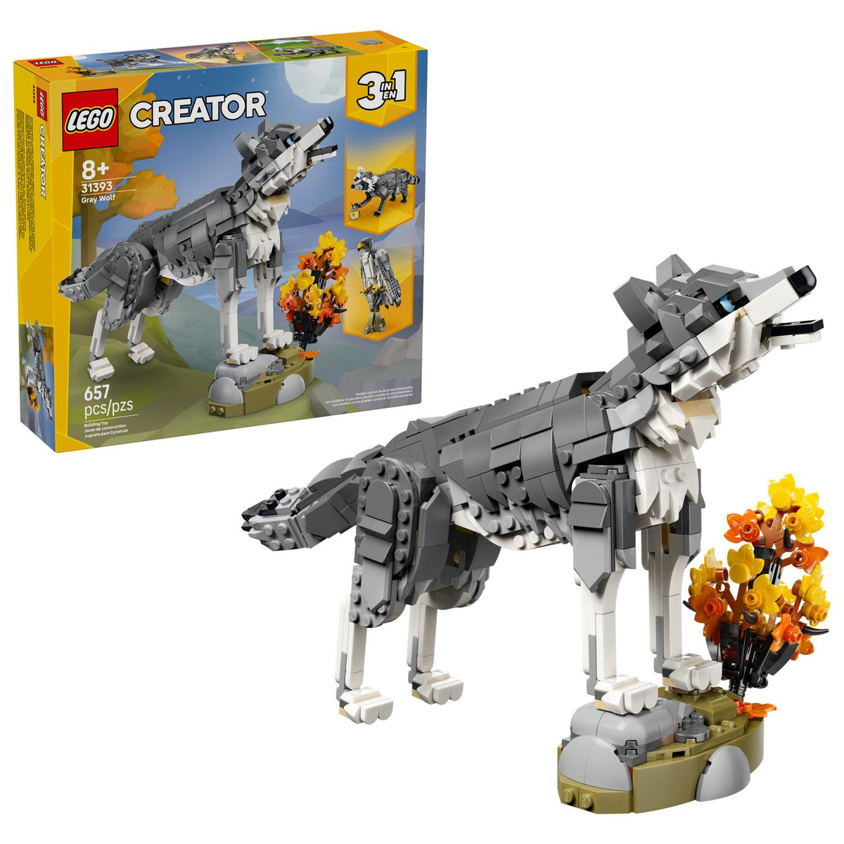 LEGO Creator | Lobo gris Creator 3 en 1, 657 piezas