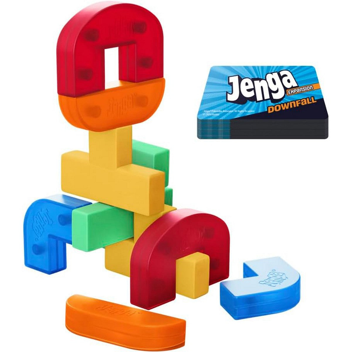Hasbro Gaming | Expansión Jenga Downfall con bloques y cartas