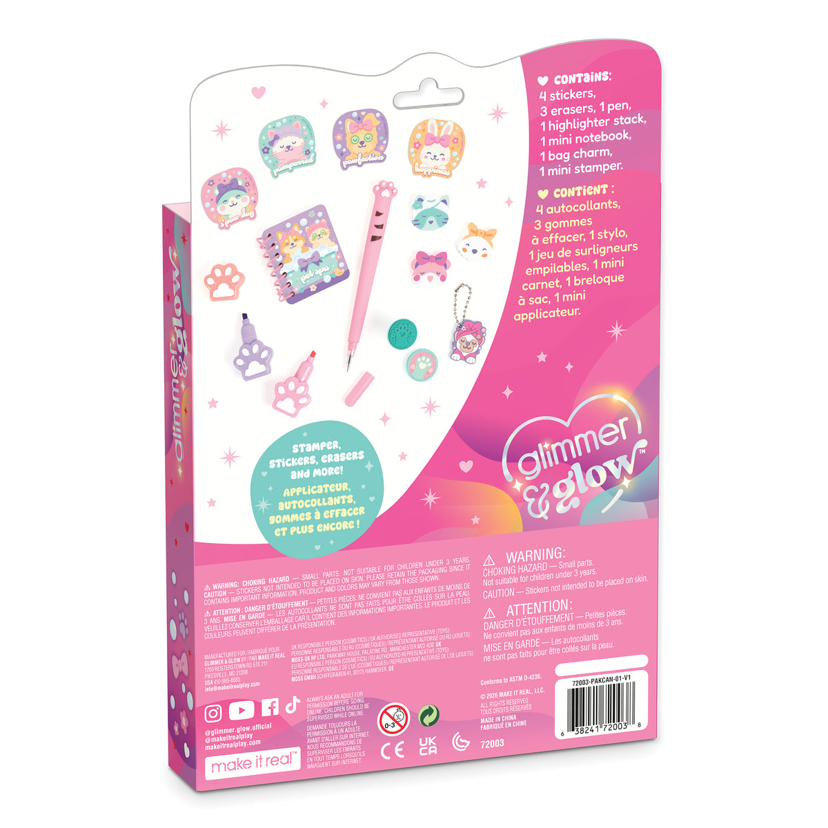 Make It Real | Set de papelería Furry Friends Doodle Spa Glimmer & Glow
