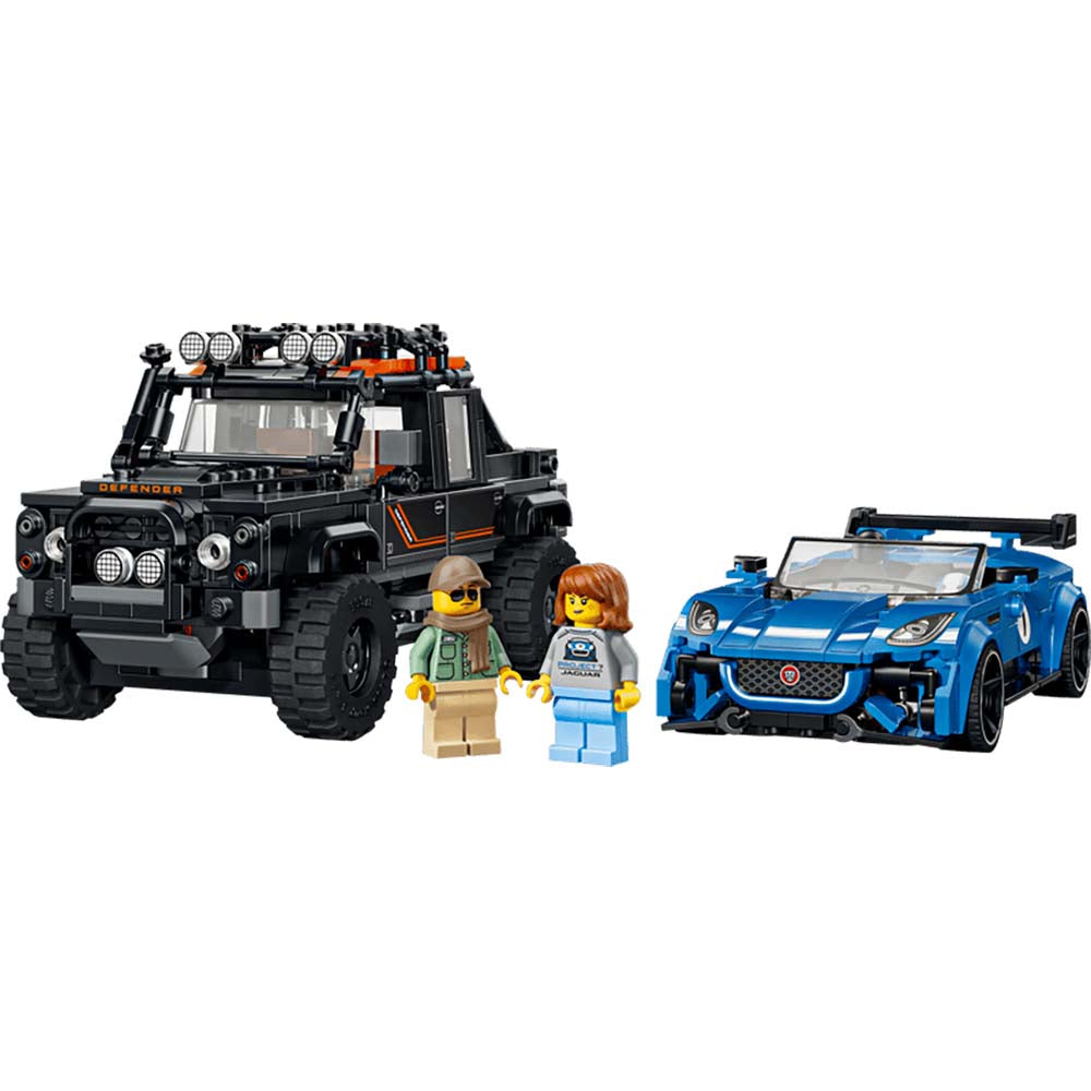 LEGO Speed Champions | Jaguar F-Type Project 7 y Land Rover Defender, 740 piezas