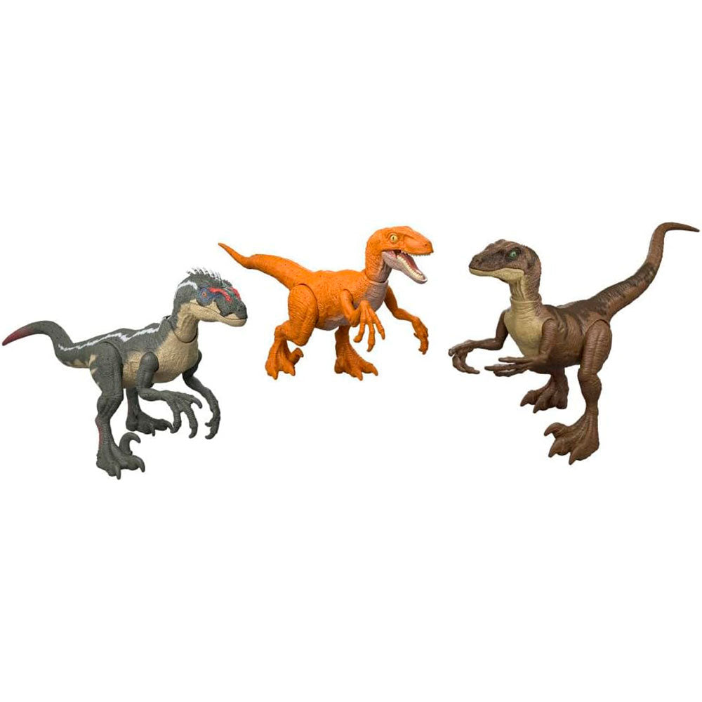 Jurassic World | Set de 3 velociraptores Trilogy con ataques