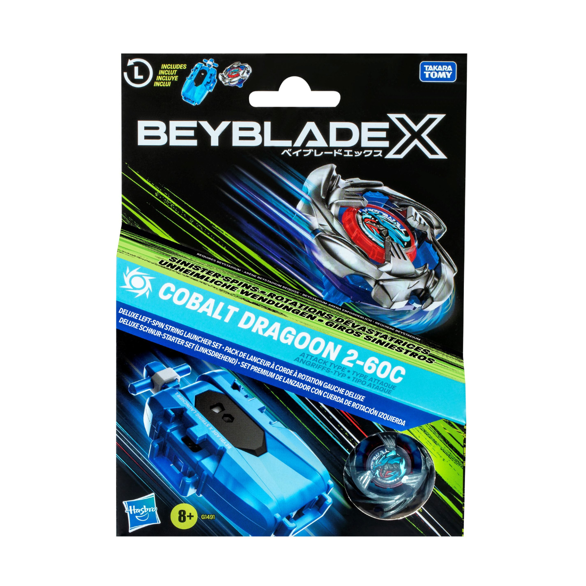 Beyblade X Cobalt Dragoon 2-60C Launcher Set