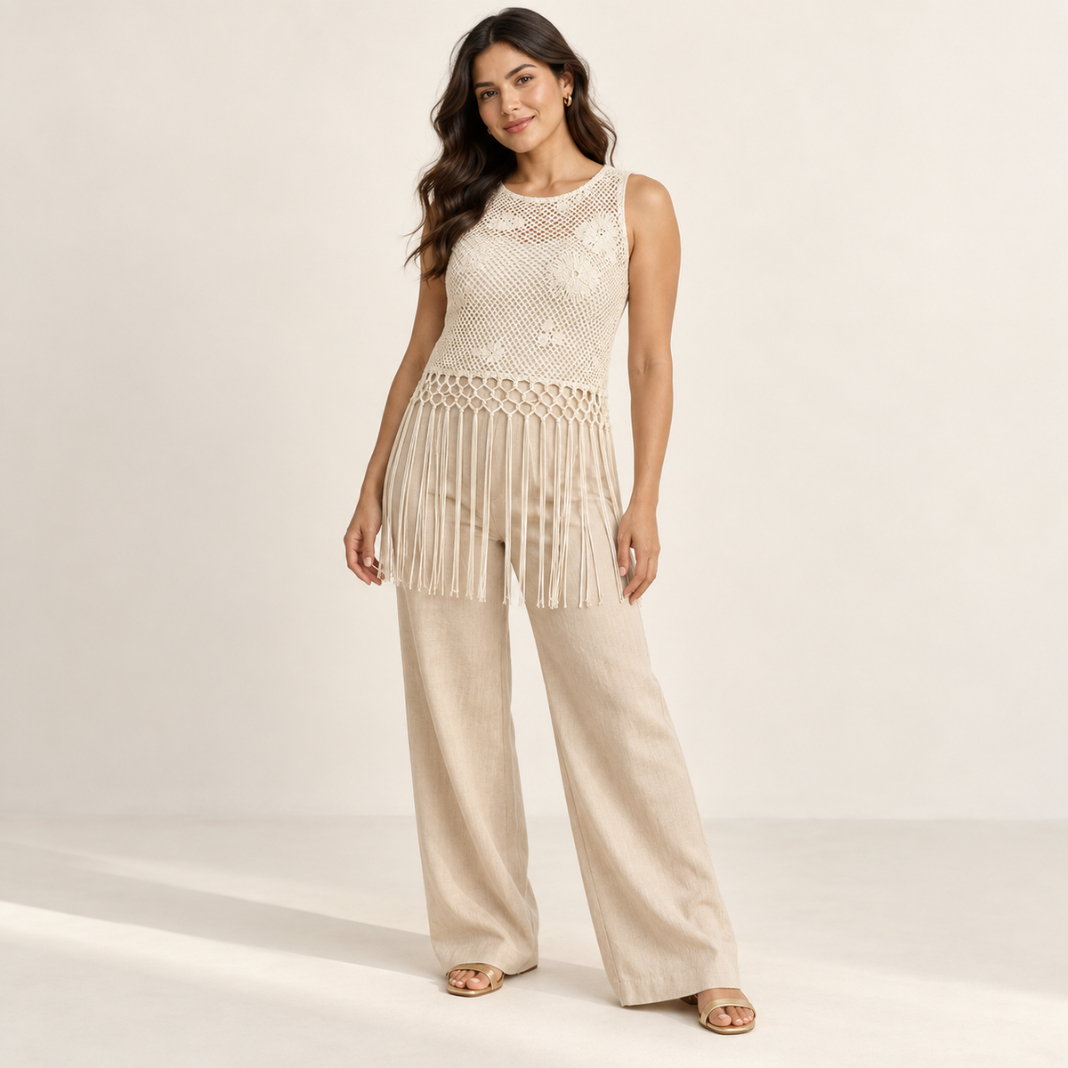 Olea | Top de crochet con flecos verde salvia