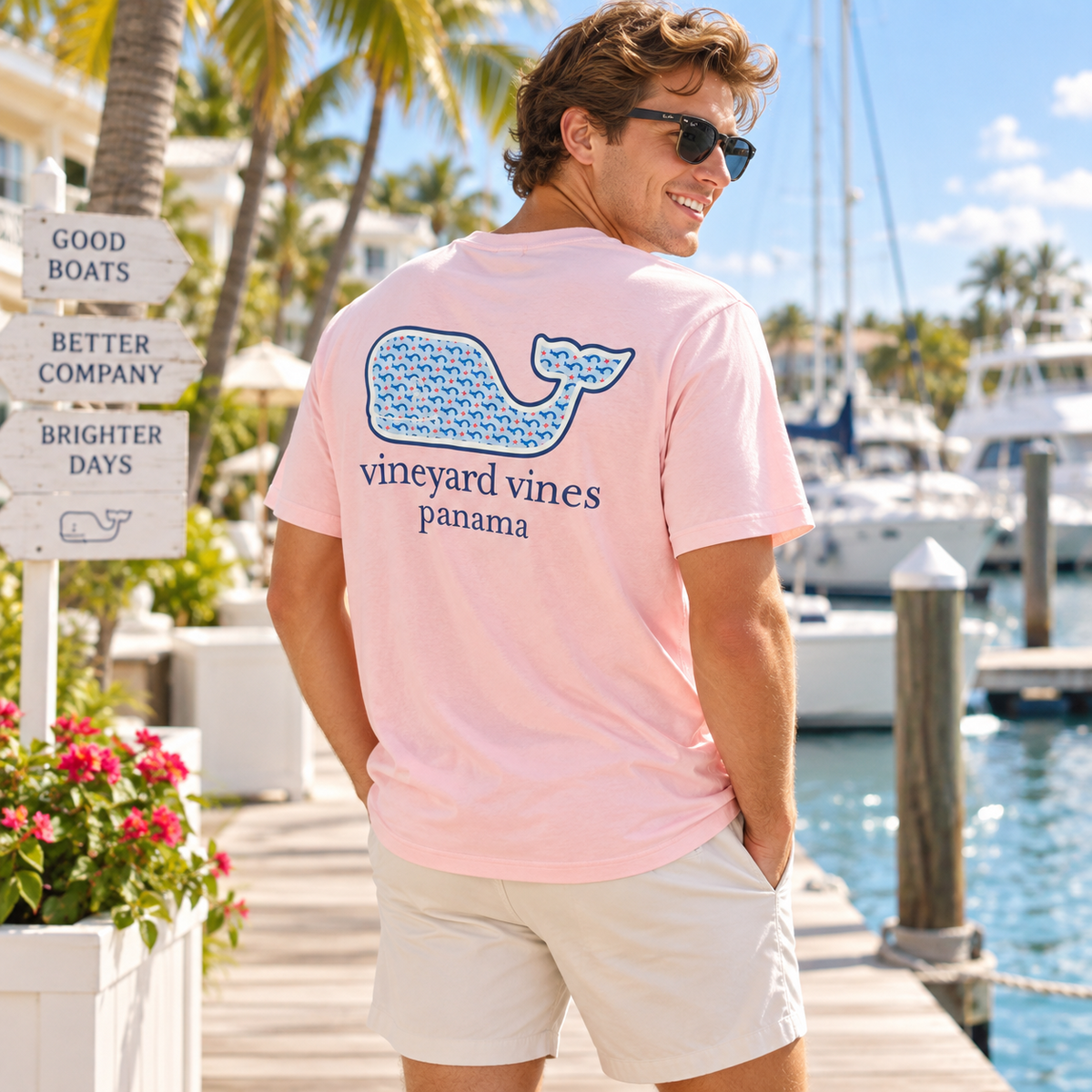 Vineyard Vines | Camiseta Panamá Whale de Manga Corta para Hombre