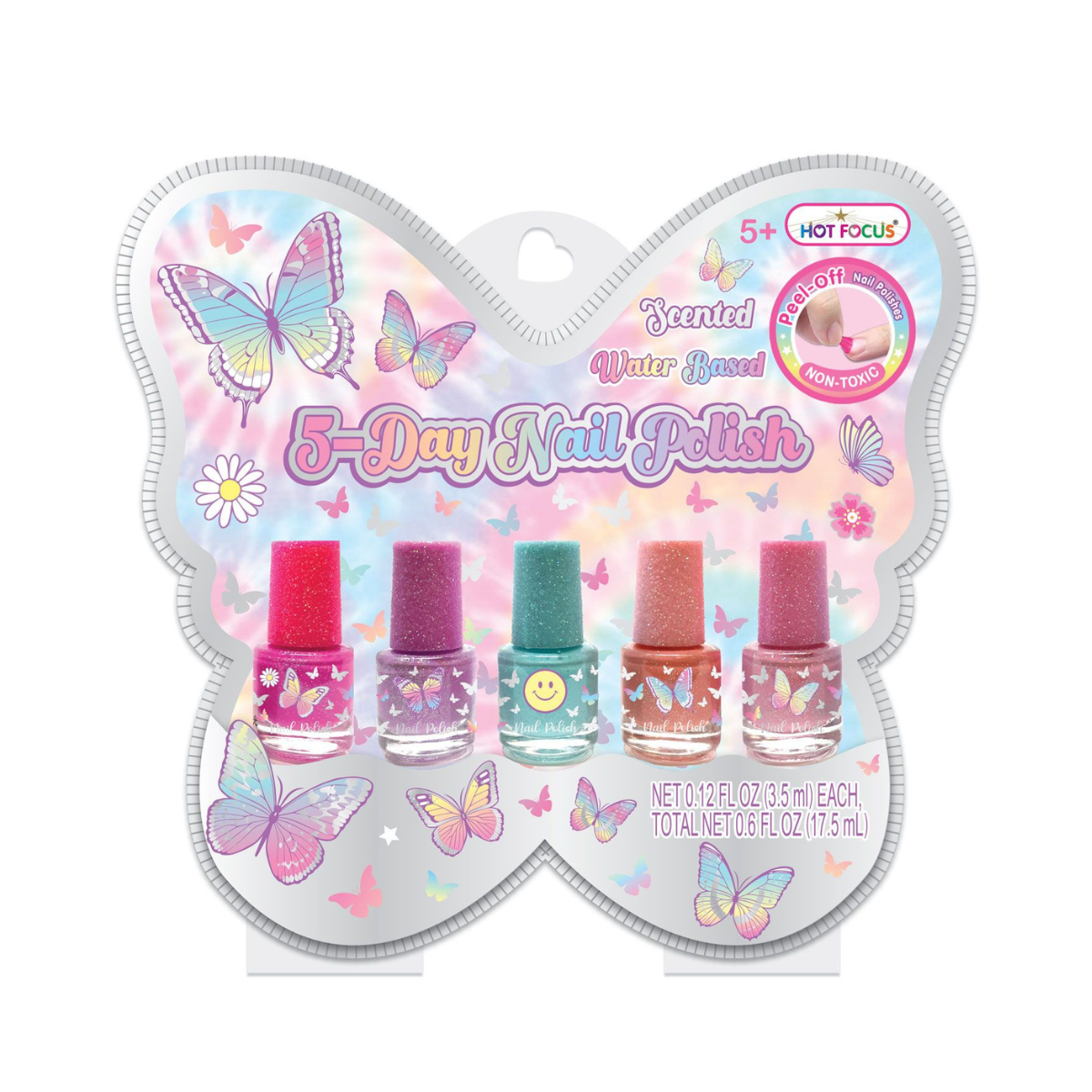 Hot Focus | Set de Esmaltes 5 Day Nail Polish  Tie Dye Butterfly