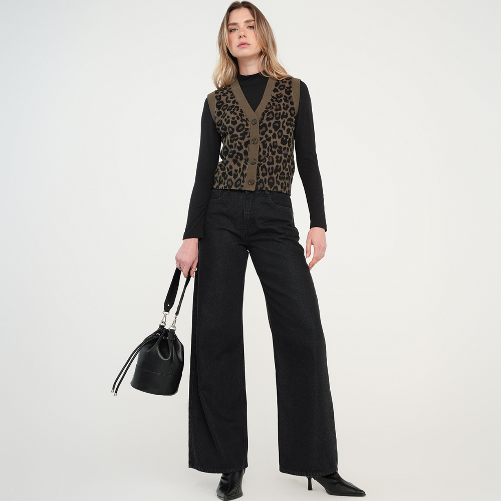 Naf Naf | Chaleco Tejido De Animal Print
