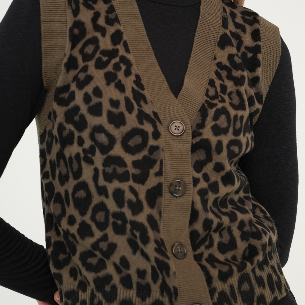 Naf Naf | Chaleco Tejido De Animal Print