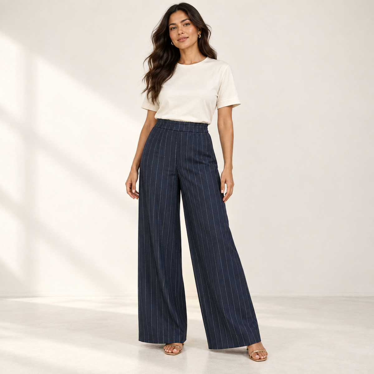 Olea Pantalón palazzo de rayas
