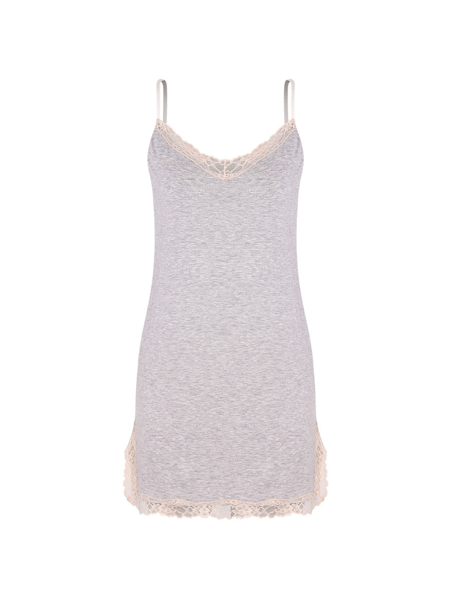 Hope | Camisón de Tirantes Finos en Viscosa y Encaje Moon