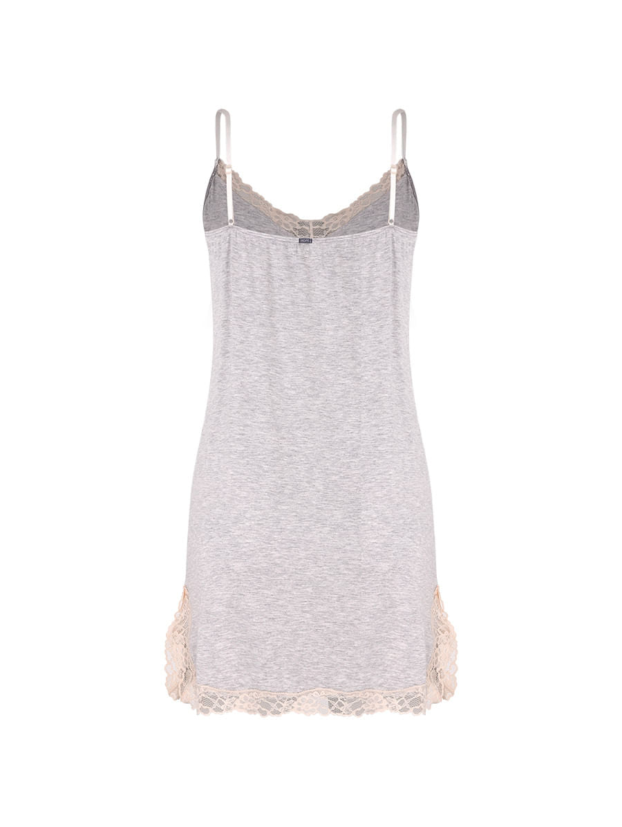 Hope | Camisón de Tirantes Finos en Viscosa y Encaje Moon