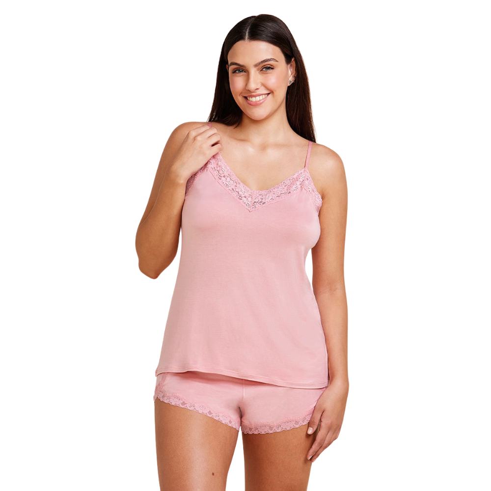 Hope | Short Doll De Tirantes Finos En Viscosa Y Encaje Happy